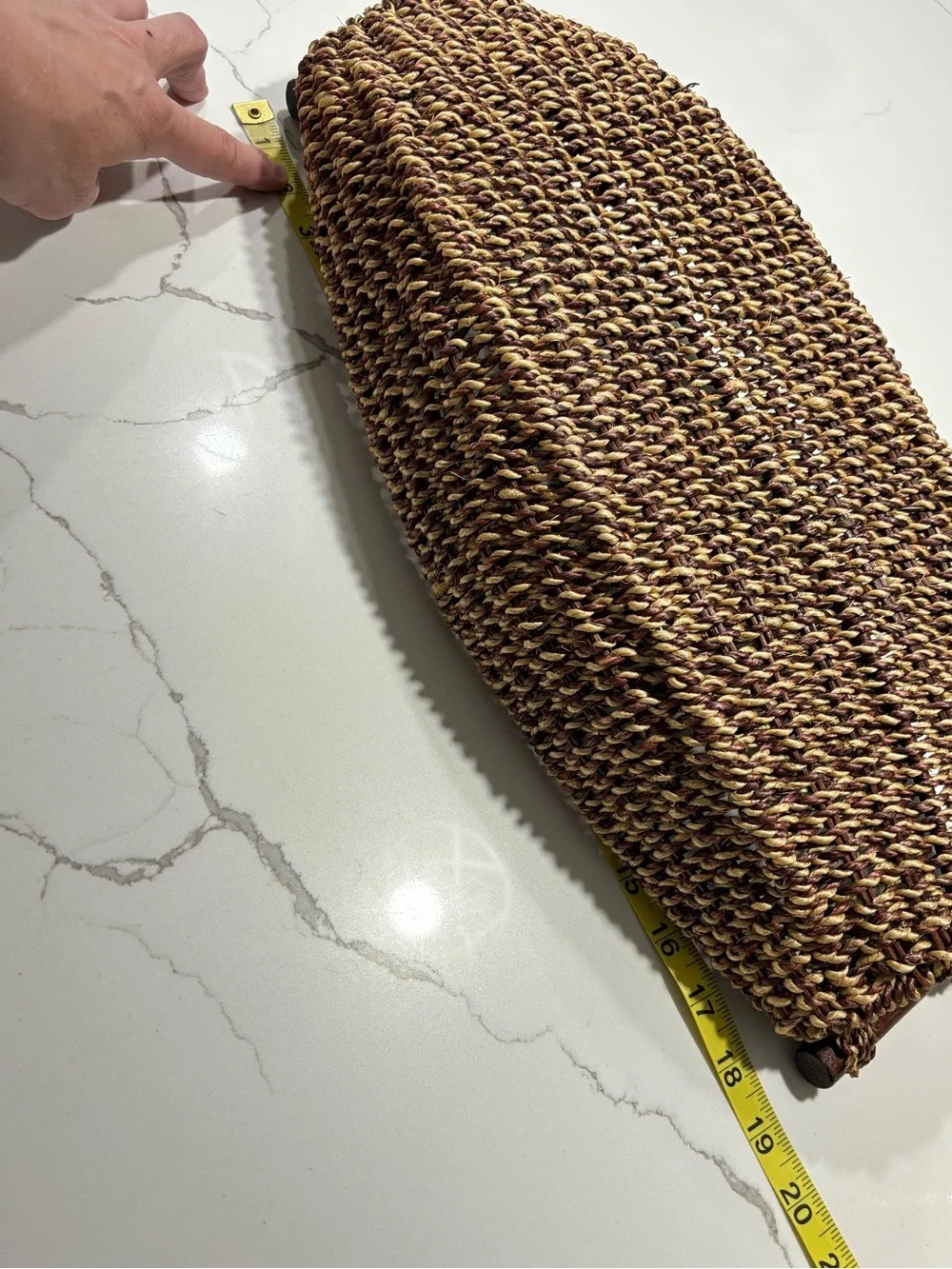 Handwoven Brown Seagrass Tray Basket Wooden Handles Home Decor Braided Wicker